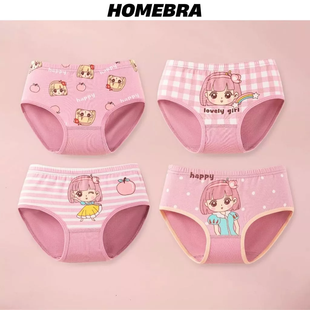 [ XẢ KHO ] Combo 4 Quần lót bé gái họa tiết xinh xắn - Đồ lót cho bé quần chíp cotton mềm mại thoáng khí L7002