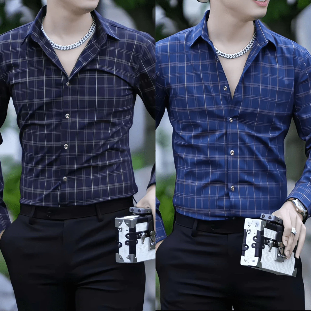 Áo Sơ Mi Nam Caro Form Slimfit Vải Mát– Ôm Đẹp, Chống Nhăn-AHFASHION
