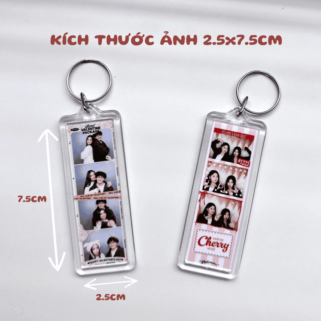 Móc Khoá Photobooth, Photostrip - Móc khóa đã kèm 2 ảnh in theo yêu cầu, quà tặng, sinh nhật, kỉ niệm cặp đôi