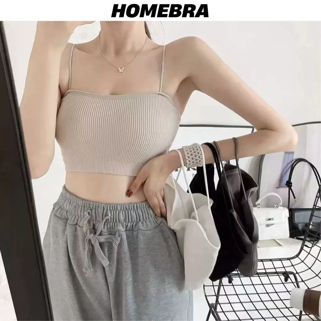 Áo bra nữ chất cotton co giãn tốt Áo lót 2 dây mút sẵn mỏng nhẹ kiểu basic màu trơn dễ phối đồ B7719