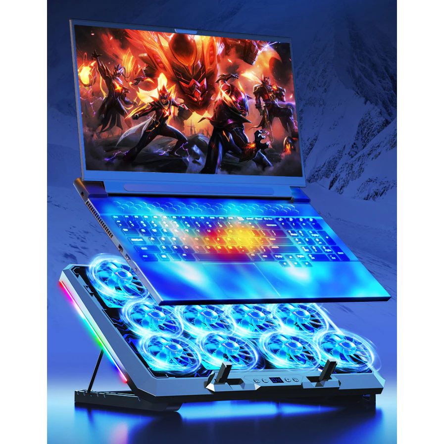 Đế Tản Nhiệt Laptop Gaming F12, 12 Quạt Siêu Mát, LED RGB, Nâng Độ Cao 5 Mức