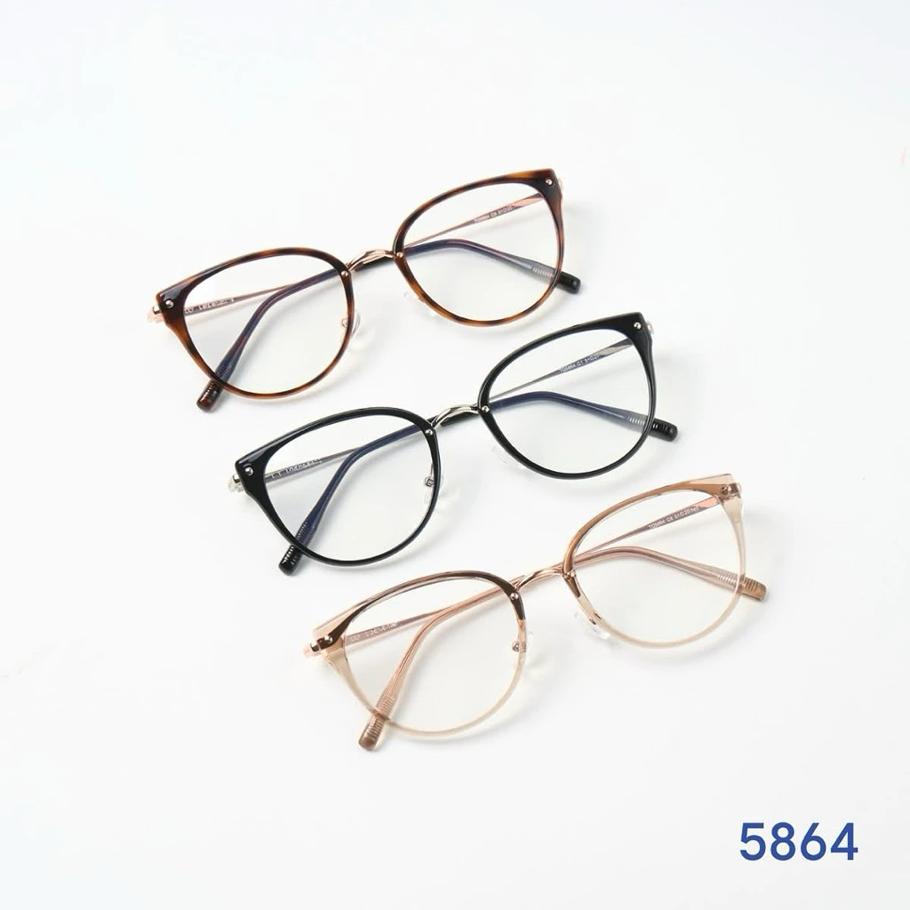 Kính giả cận, Gọng kính cận nữ hợp kim cao cấp, kính trứng form tròn bầu 5864 Jolie eyewear