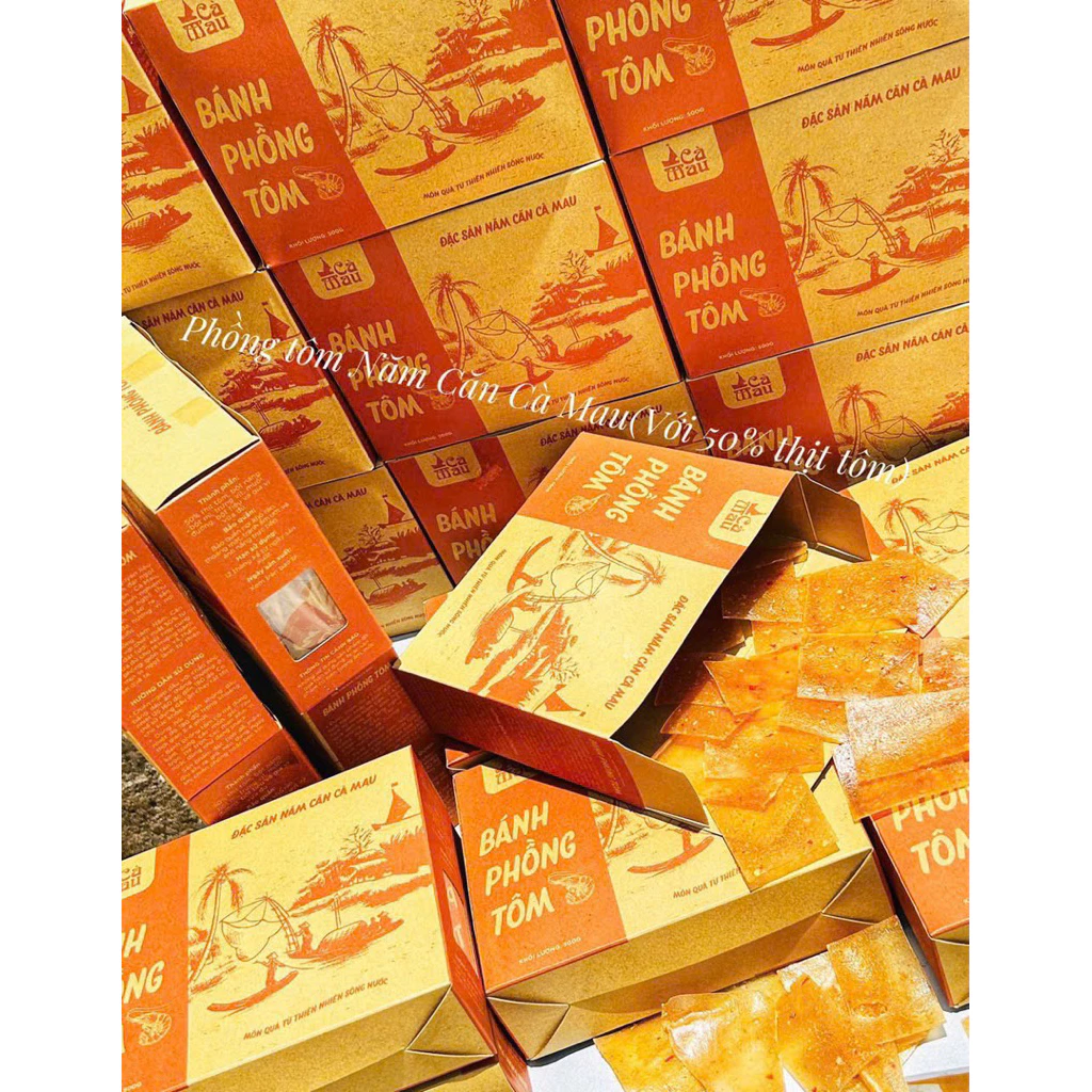 Bánh Phồng Tôm Năm Căn Cà Mau Hộp Giấy 500g