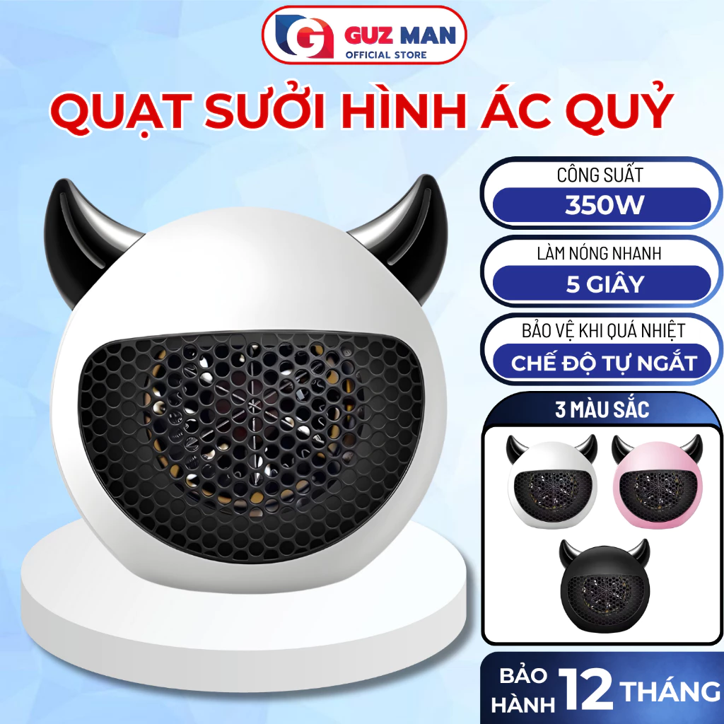 Quạt Sưởi Ấm Mini Đa Năng Hình Quỷ Nhỏ, Máy Sưởi Công Suất 350W Chống Bỏng Chống Lật Tiết Kiệm Điện