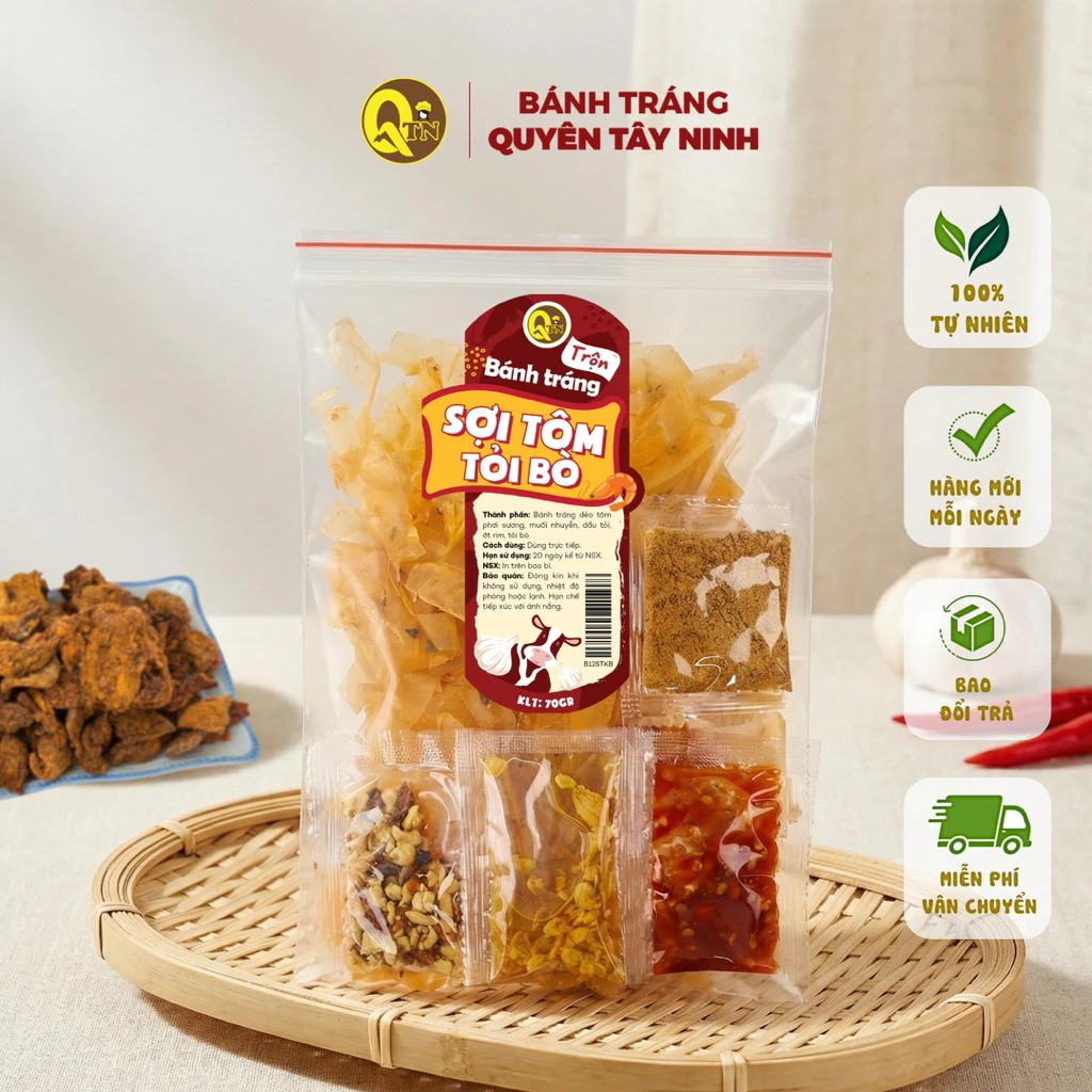 Bánh Tráng Phơi Sương Sợi Dẻo Tôm ỚT RIM BÒ/GÀ Cay Ngon