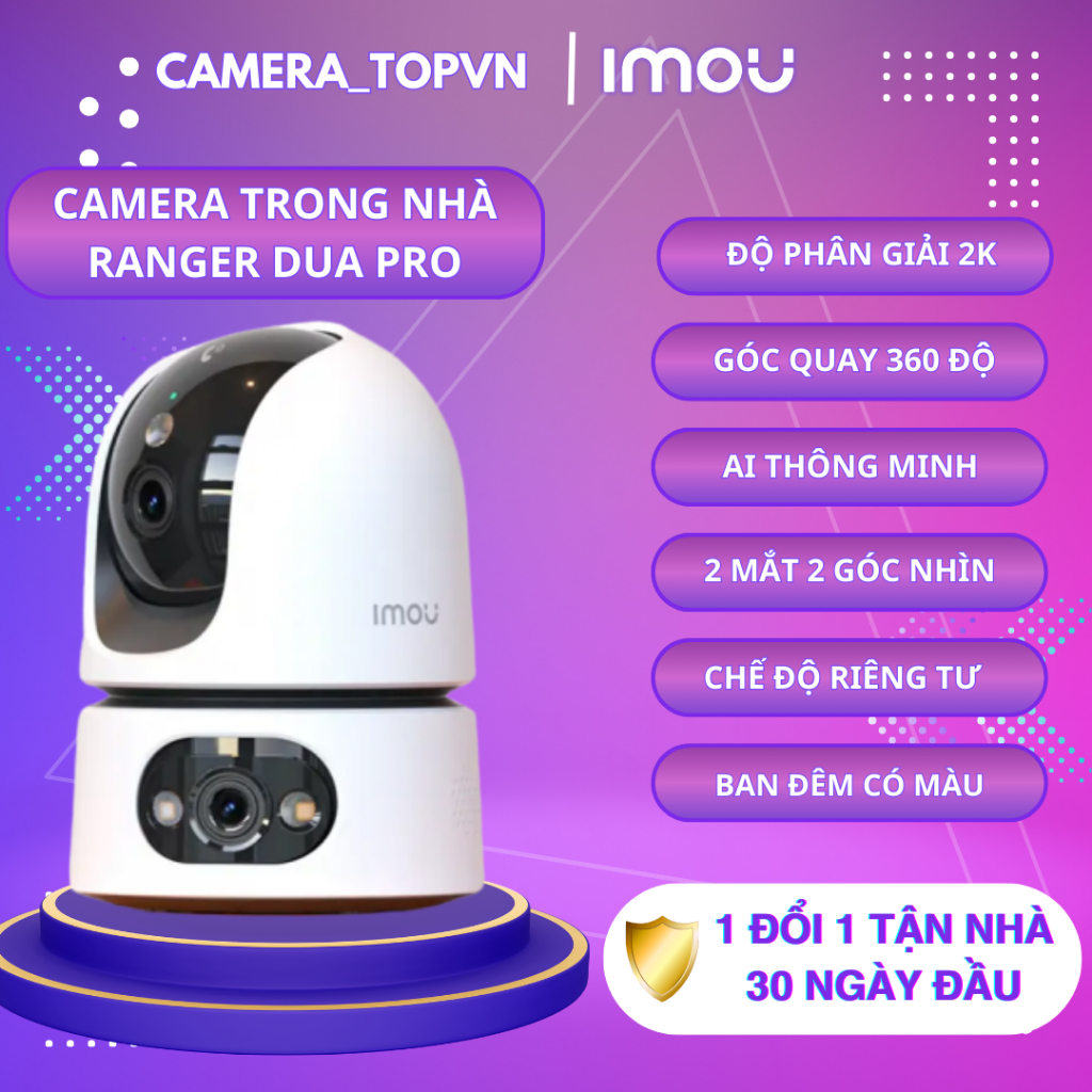 Camera wifi Imou 2 mắt trong nhà RANGER DUAL PRO, độ phân giải 6MP & 10MP…