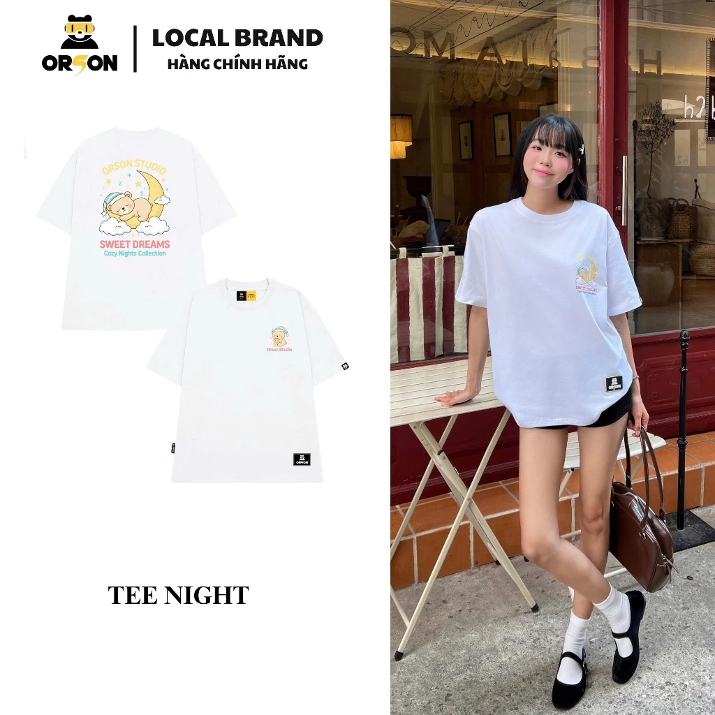 Áo thun Local Brand Orson Studio - Tee Night Áo Form Rộng Tay Lỡ Nam Nữ + (QUÀ TẶNG) Top Cotton Kem