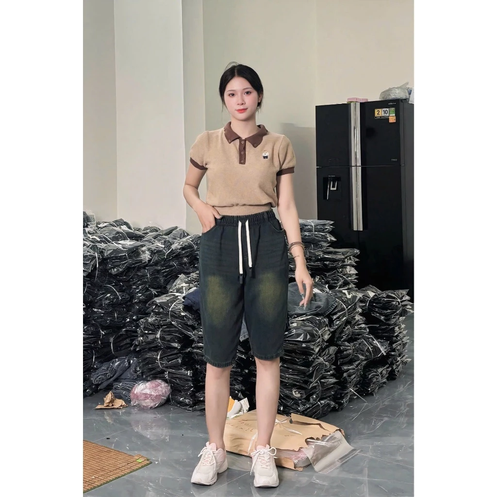 Quần ngố jean bò dày baggy dành cho nữ [M74]