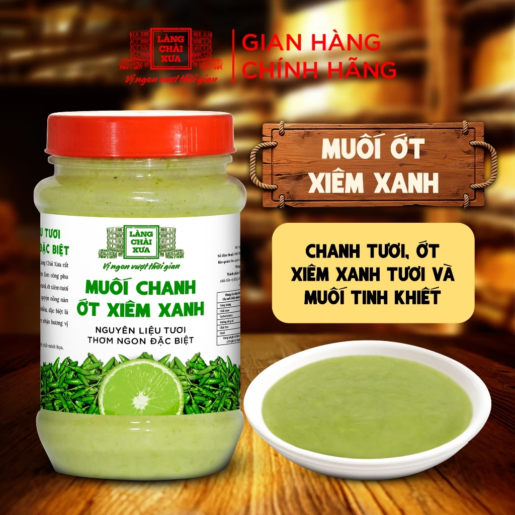 [Hủ nhựa 260g] Muối chanh ớt xiêm XANH Làng Chài Xưa - Phù hợp chấm hải sản tươi ngon