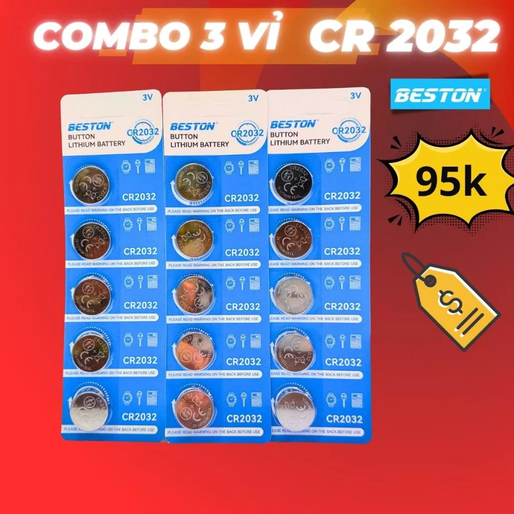 Pin CR2032 3v combo 3 vỉ thay remote xe máy smart tag