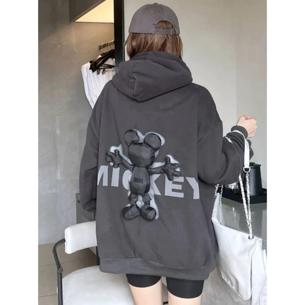 [XẢ HÀNG] Áo Hoodie Gấu, Áo Khoác Hoodie Gắn Gấu Sau Lưng Form Rộng Chất Nỉ Bông Trần Dày Dặn Cao Cấp