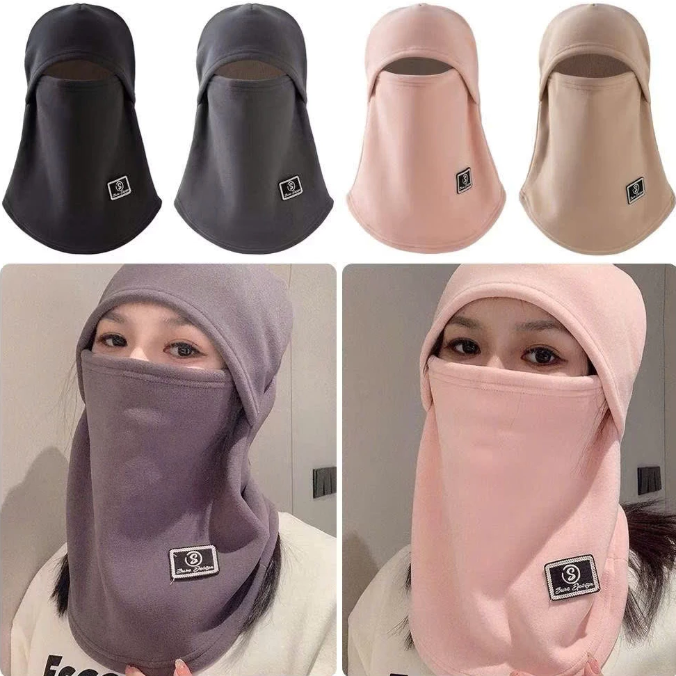 M142 Mũ chùm đầu lông cừu kèm khẩu trang ấm áp, chống bụi lý tưởng cho đi xe máy và trượt tuyết mùa đông