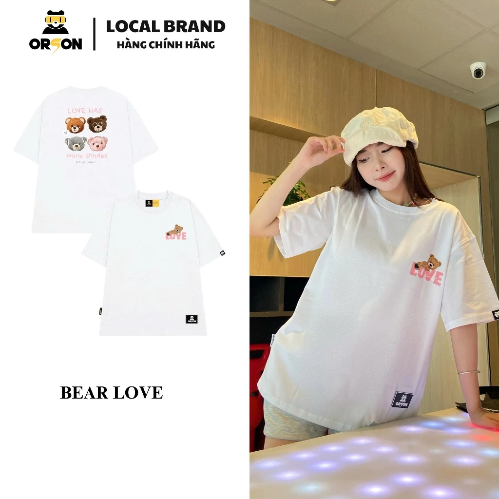 Áo thun Local Brand Orson Studio - Tee BEAR LOVE Áo Form Rộng Tay Lỡ Nam Nữ, Thoáng Mát, Co Dãn