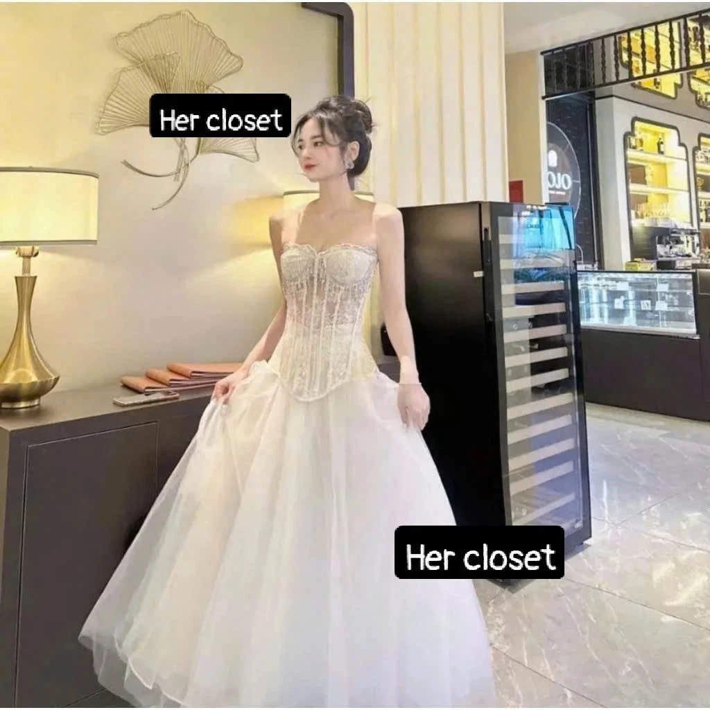 [VÁY THIẾT KẾ] Váy cup ngưc corset dáng dài đầm cup ngực corset dáng dài đầm mixi váy mixi sang chảnh đầm đi tiệc sẵ....