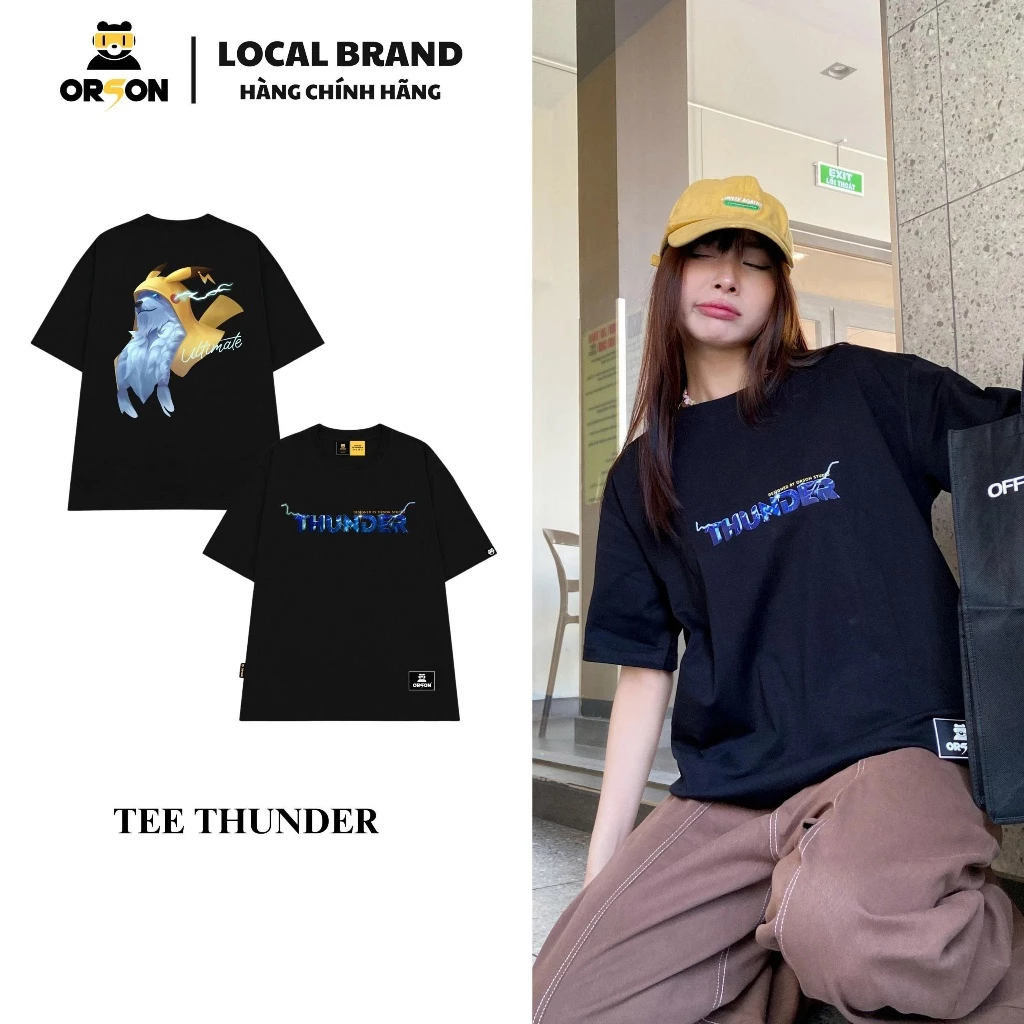 Áo thun Local Brand Orson Studio - Tee THUNDER Áo Form Rộng Tay Lỡ Nam Nữ, Thoáng Mát, Co Dãn