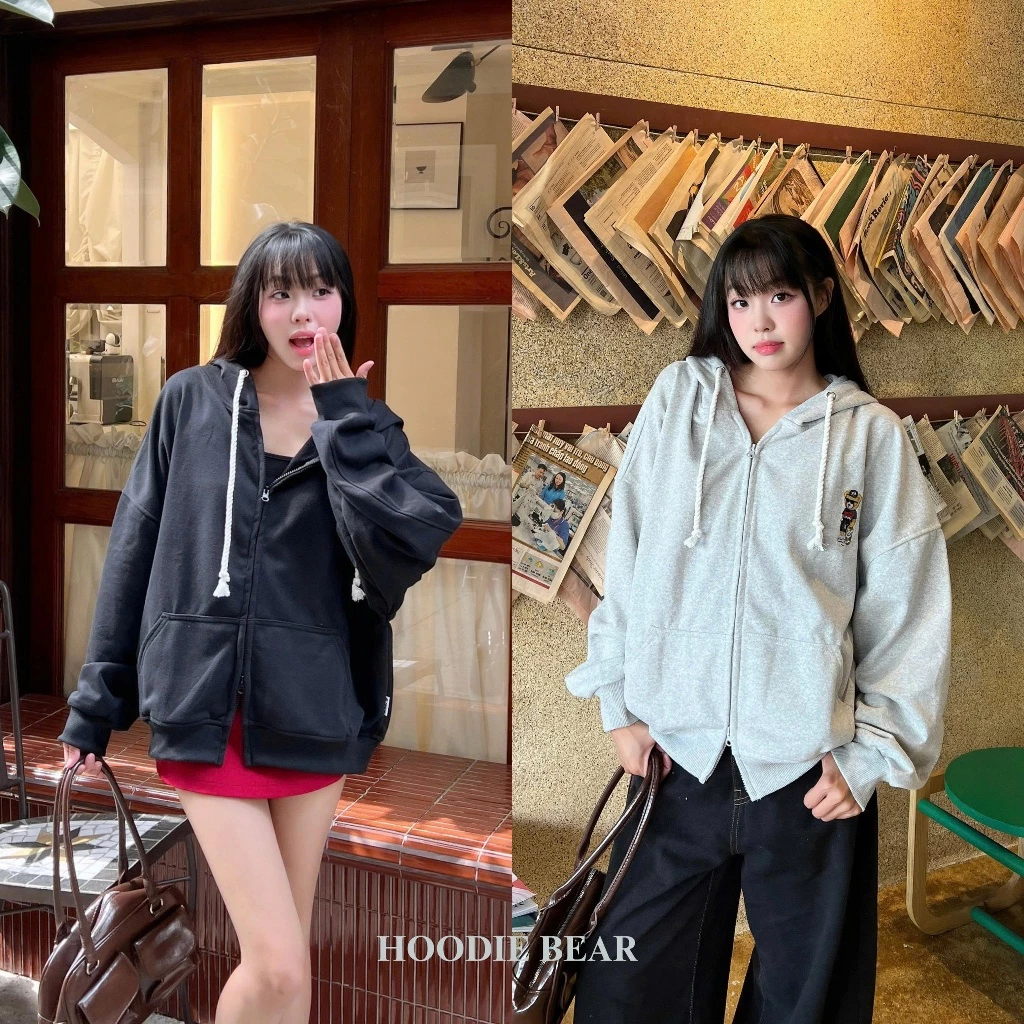Áo Khoác HOODIE ZIP Local Brand ORSON STUDIO - Bear Skate Form Boxy Dày Dặn Mũ Rộng Túi Trong Tay Phồng + (QUÀ TẶNG)