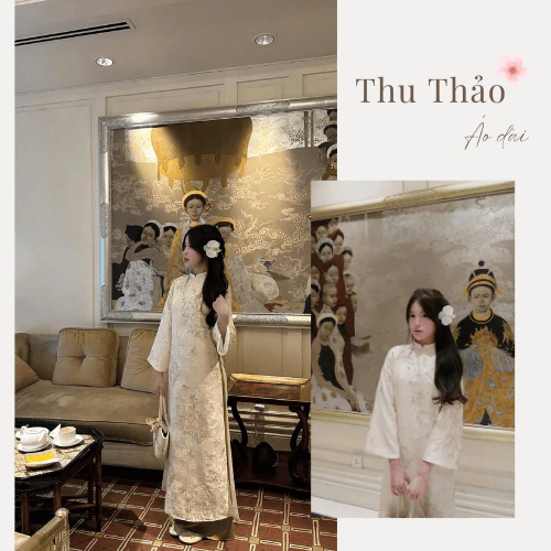 Áo Dài Cẩm Tú Hoa,Áo Dài Cách Tân Hoa Thêu Mặc Du Xuân ,Lễ Tết