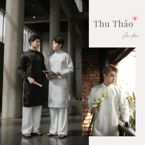 Áo dài Nam-Áo dài cách tân vải Gấm hoạ tiết thủy  mặc có BIGSIZE 100kg [KHÔNG KÈM QUẦN]