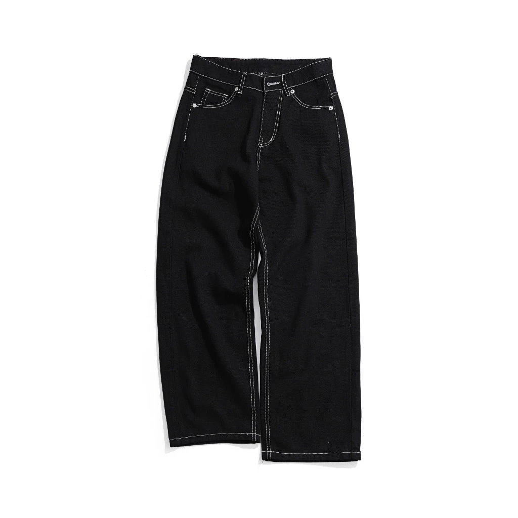 BLACK CHỈ TRẮNG WIDE STRAIGHT JEANS WHOSE - Quần jeans ống đứng wide fit Whose Studio 1720