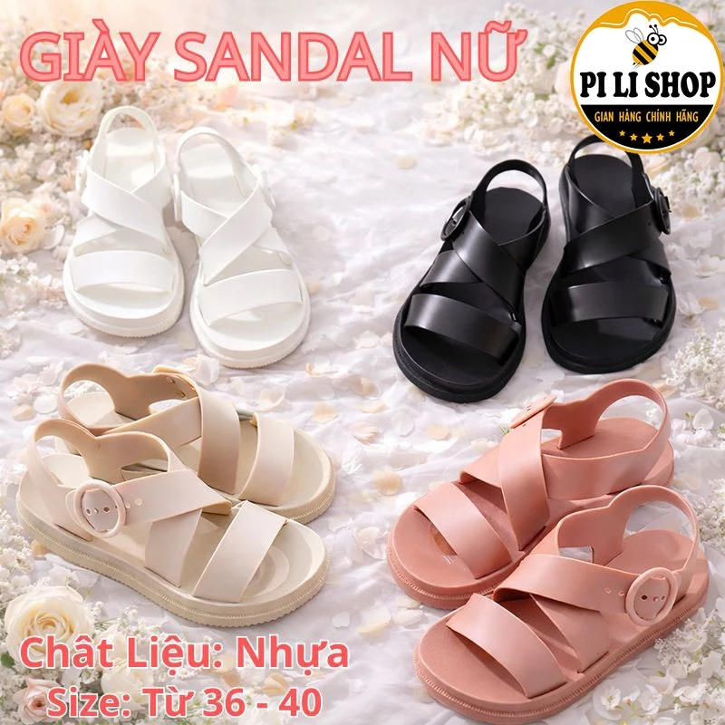 Giày Sandal Nữ Đi Học Quai Chéo Thời Trang, Giày Nhựa Nữ Đế Êm Chống Trơn Trượt Nhiều Màu Dễ Phối Đồ