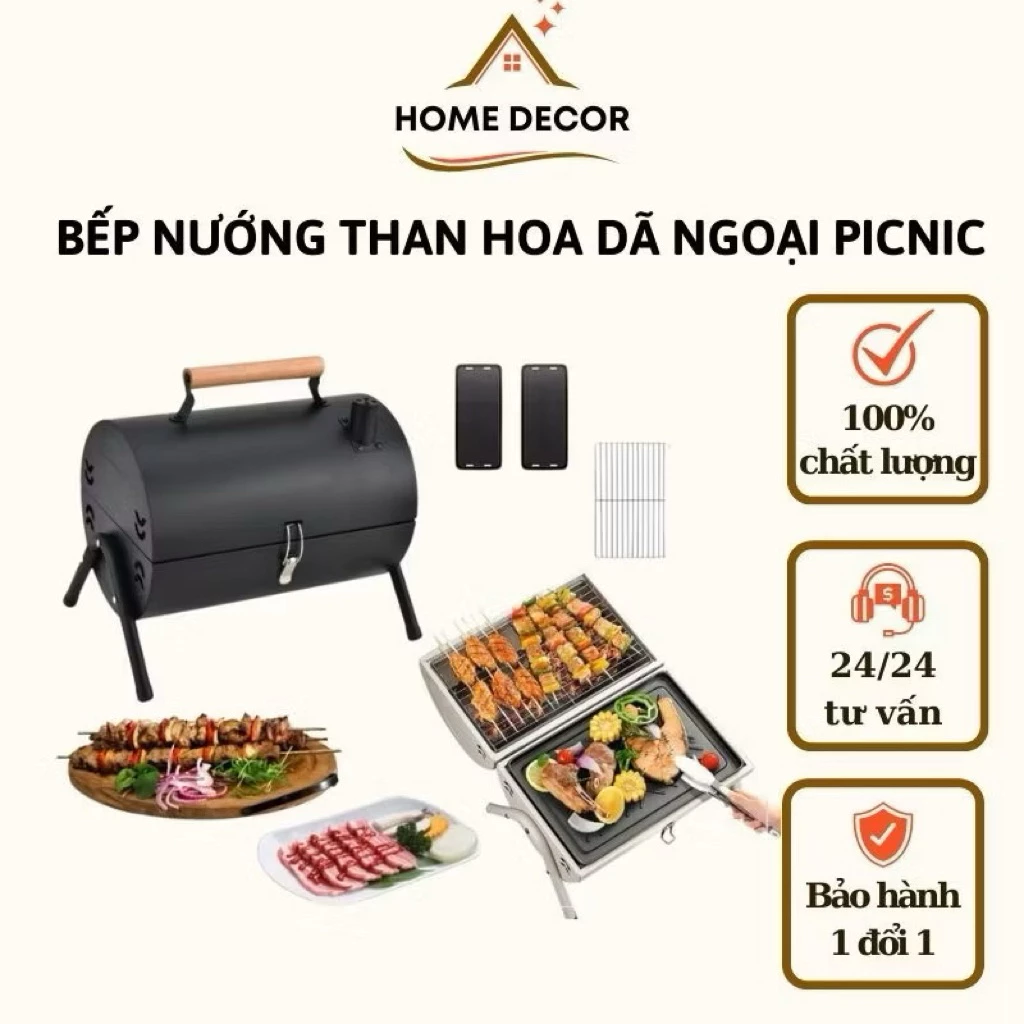Bếp nướng than hoa BBQ 2 mặt có thể gấp gọn mang đi du lịch , đi phượt , dùng tại nhà tiện lợi