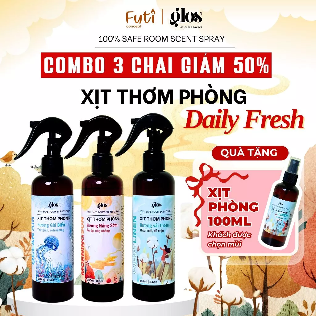 Combo 3 Chai Xịt Thơm Phòng Daily Fresh, Thơm Lâu, Đuổi Muỗi, Khử Mùi Nhanh, Hương Thơm Dịu Nhẹ Và Thư Giãn