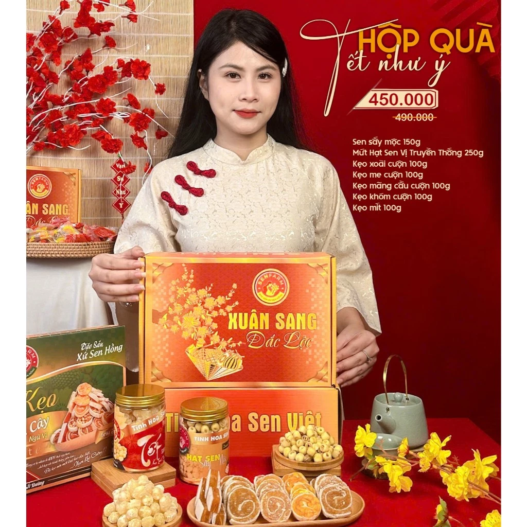 Hôp quà Tết XUÂN SANG ĐẮC LỘC - TẾT NHƯ Ý - Senfarm - Mứt Tết - Bánh Tết - Quà Tết