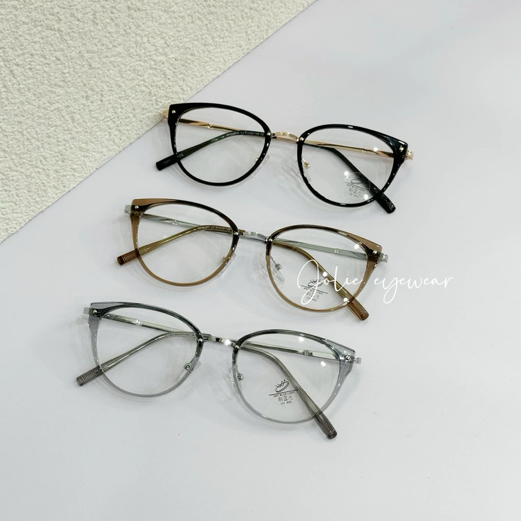 Kính giả cận, Gọng kính cận tròn bầu thanh mảnh hợp kim cao cấp 86193 Jolie eyewear