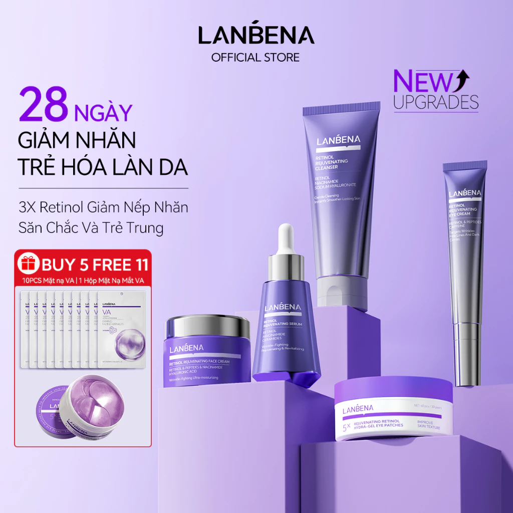 LANBENA Bộ sản phẩm chăm sóc da Retinol (set) - chống lão hóa,dưỡng ẩm,làm săn chắc,kiểm soát dầu,giảm nếp nhăn Skincare