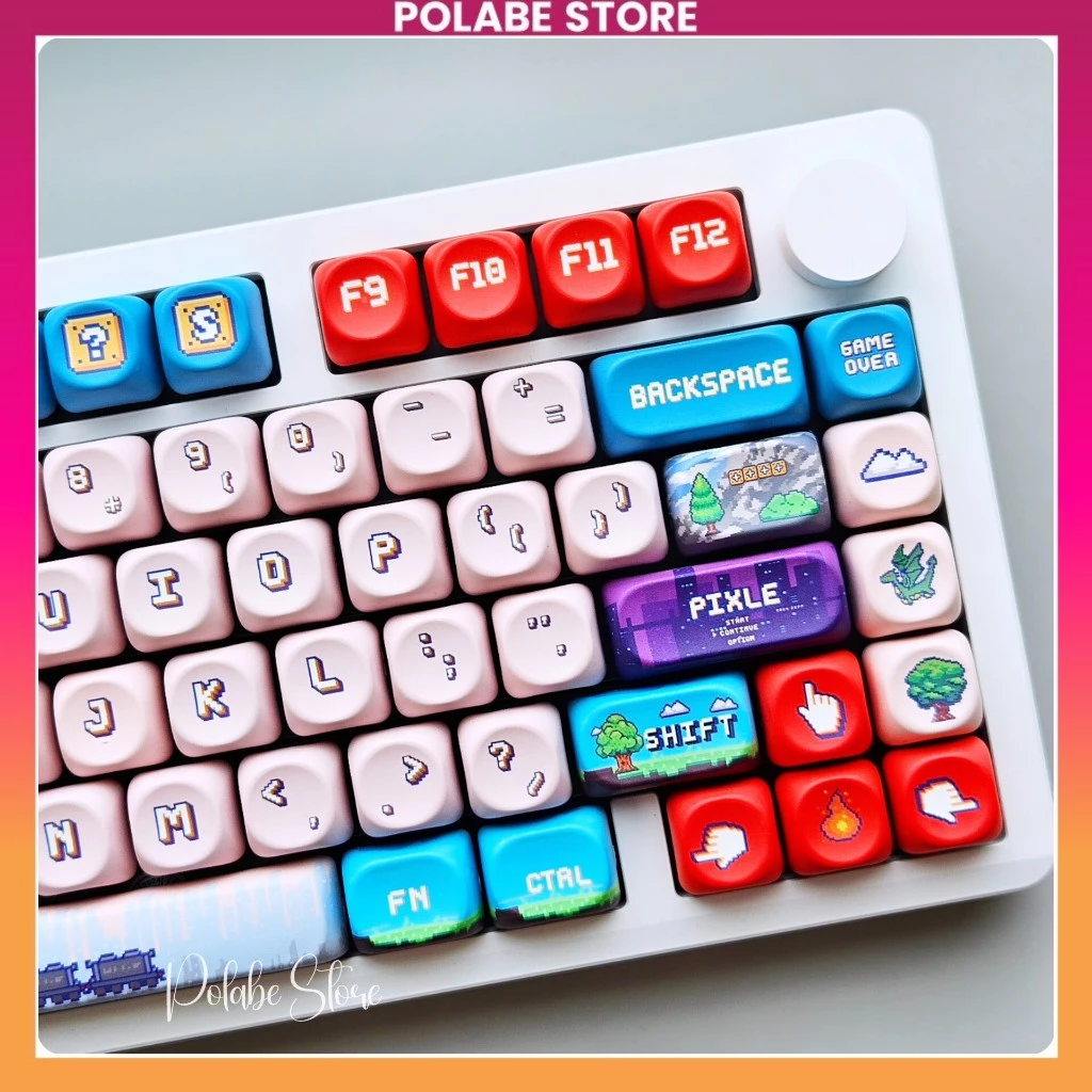 Keycap 16bit Pixel Mario Game FC Classic  MOA Profile PBT Dyesub Keycap Bàn Phím Cơ 60 65 75 TKL Fullsize Polabe