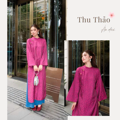 Áo Dài Chang Ý Đính Nơ Dây ,Áo Dài Cách Tân Đính Cham Dây Dáng Xuông Dài Tay Loe Cao Cấp