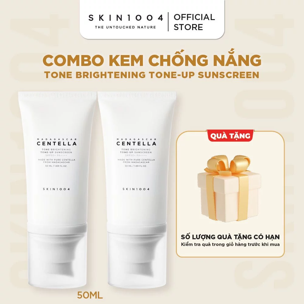 Bộ đôi Kem Chống Nắng Nâng Tone SKIN1004 Madagascar Centella Tone Brightening Tone-up Sunscreen SPF50+PA++++ 50ml