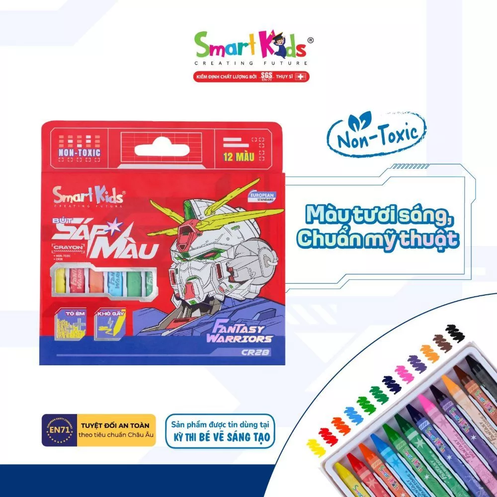 [MỚI VỀ] Bút sáp màu SMARTKIDS Fantasy Warriors 12/18/24 màu tô (CR28/ CR29/CR30)