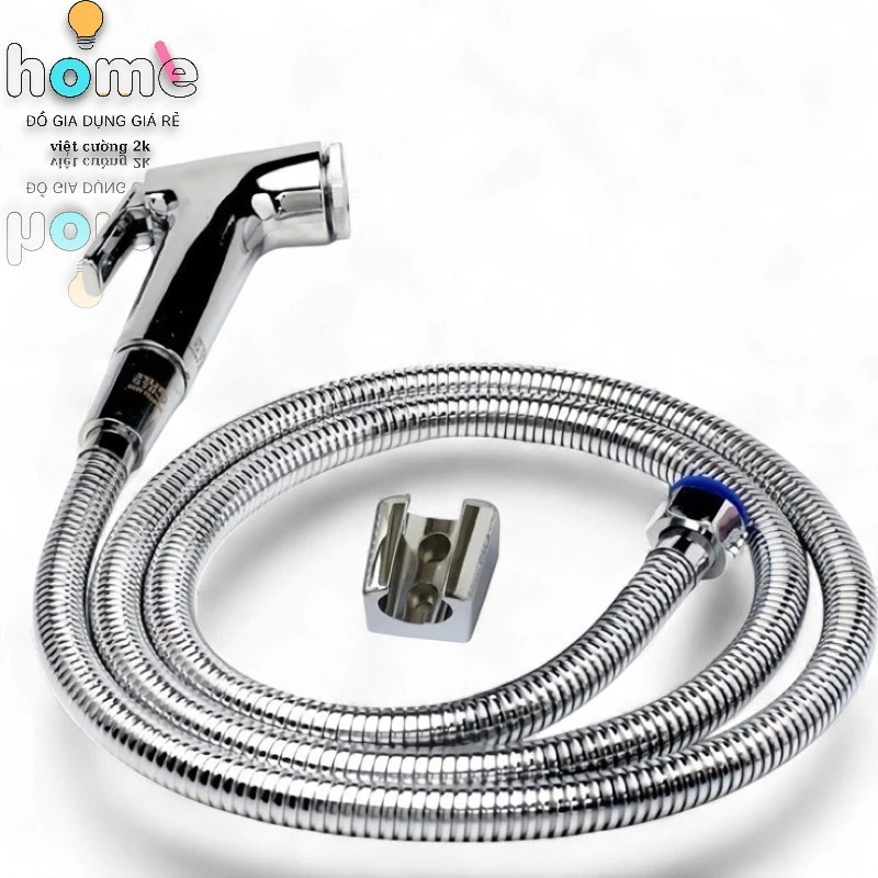 Bộ vòi xịt vệ sinh rửa toilet nhựa mạ inox tiện dụng dùng cho mọi gia đình .