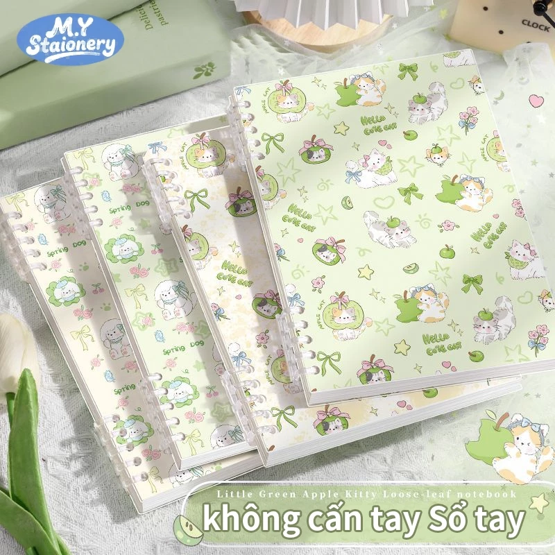 Sổ Còng A5/B5 Thay Được Giấy Kẻ Ngang 120trang 80gsm M.Y Khuyết Còng Không Đau Tay Táo Xanh