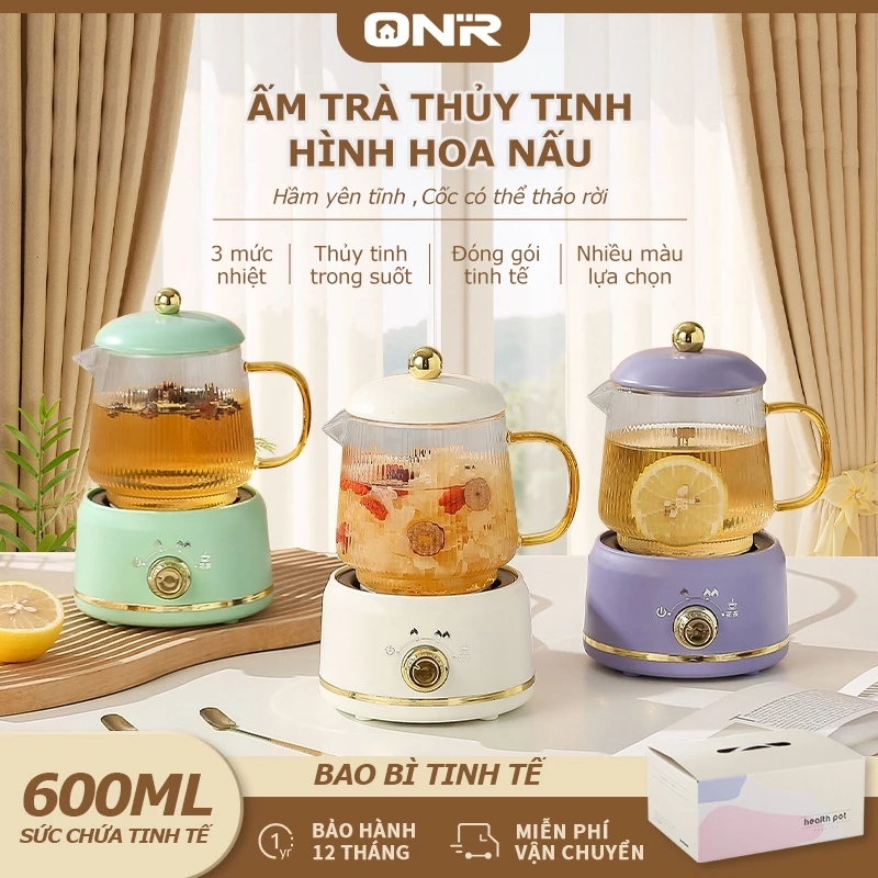 Ấm Đun Nước Đa Năng, Thiết Kế Hộp Quà, 3 Màu Sắc Mini 600ml, Bảo Hành 12 Tháng