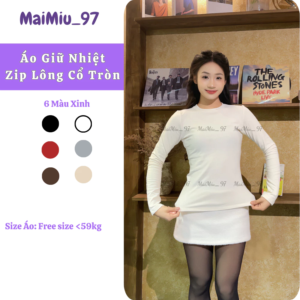 (Deal Mở Bán) Áo Giữ Nhiệt Nữ CỔ TRÒN Dài Tay Chất Zip Lông Cao Cấp Mã 01 MaiMi_97