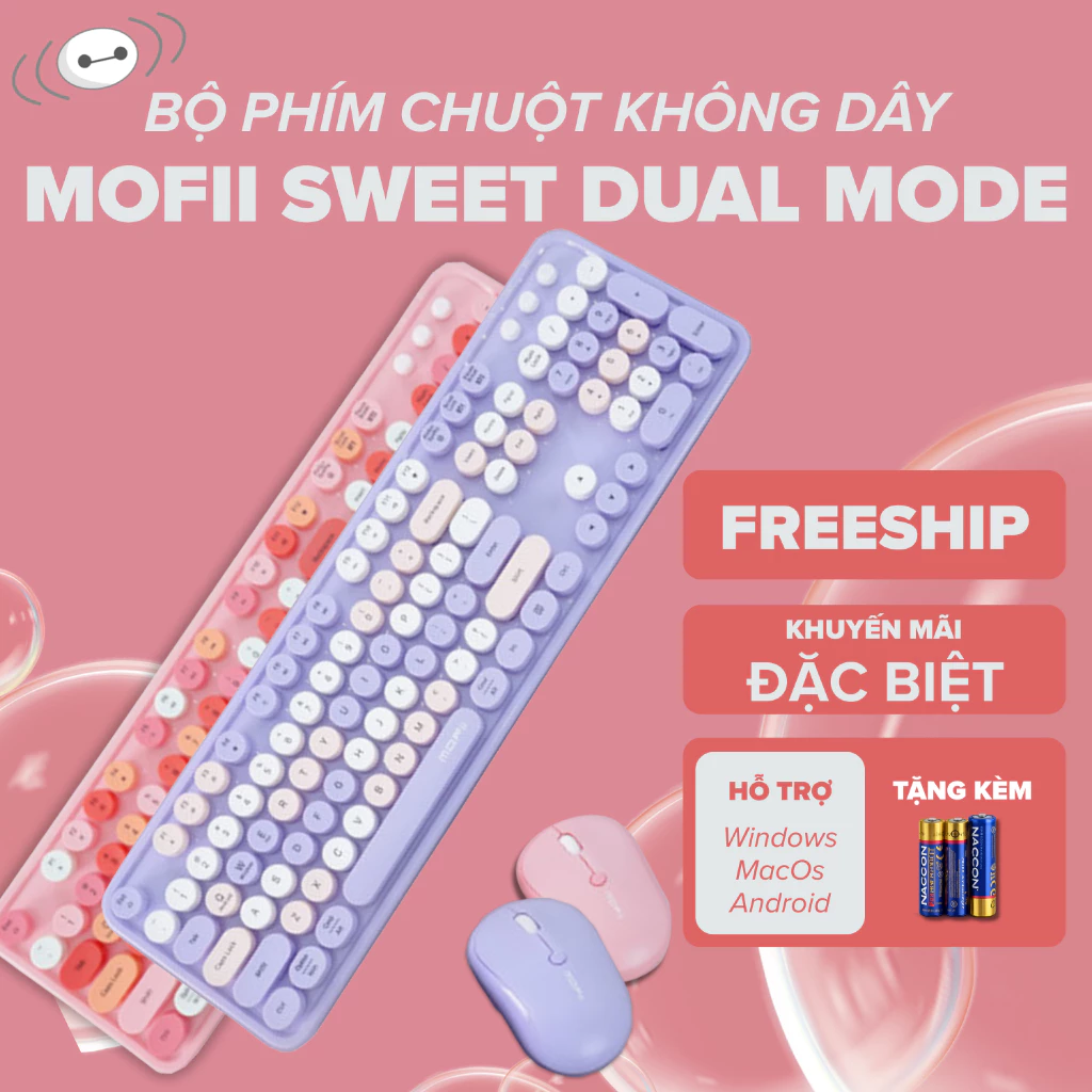 Bộ Bàn Phím Và Chuột Không Dây Mofii Sweet Dual Mode Kết Nối 2.4G Bluetooth