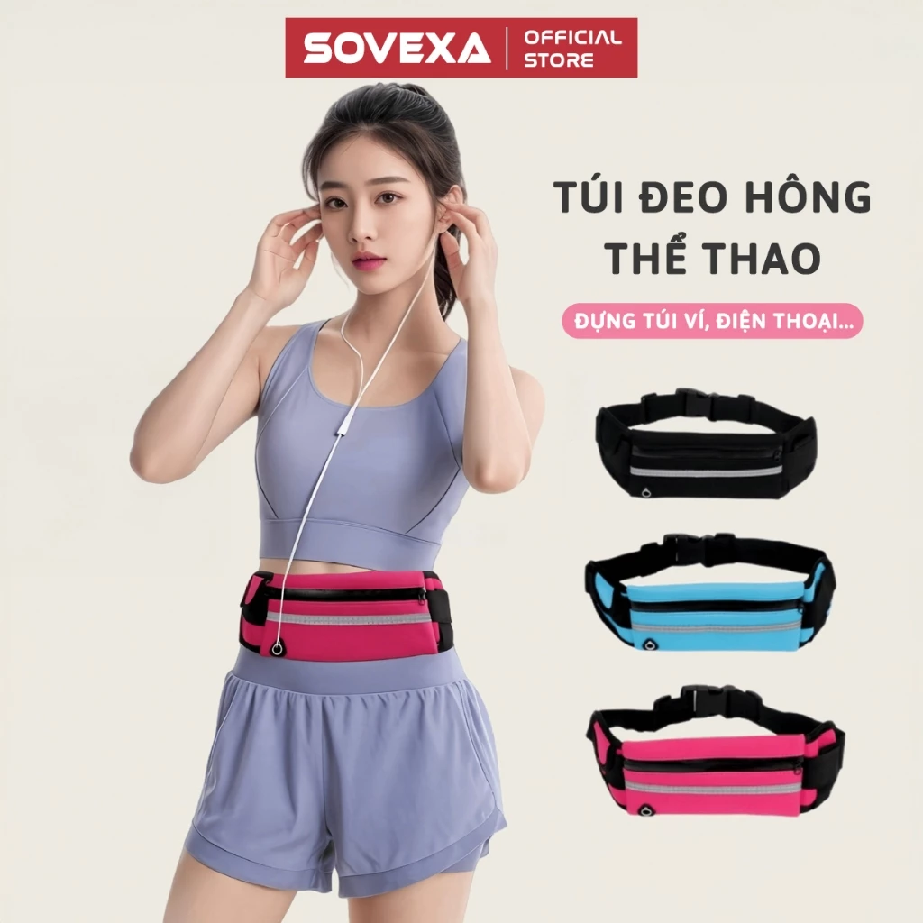 Túi Chạy Bộ Thể Thao Đi Xe Đạp SOVEXA Đai Đeo Bụng Đựng Điện Thoại Nước Uống Chạy Bộ Leo Núi