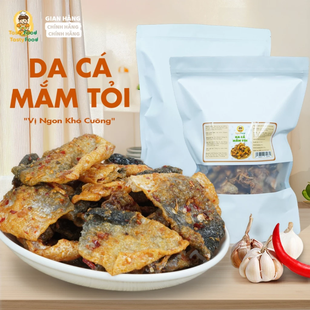 Da cá mắm tỏi Tasty Food - Túi zip 500g - Hút chân không