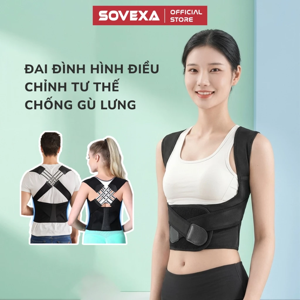 Đai Chống Gù Hỗ Trợ Định Hình Lưng Ngực SOVEXA Cải Thiện Vóc Dáng Cơ Thể Điều Chỉnh Dáng Đi