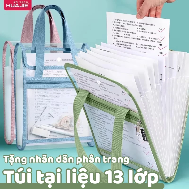 M.Y Túi đựng Tài Liệu 13 Ngăn Dung Tích Lớn 300-400 tờ, Có Tay Cầm Tiện Lợi Màu Pastel Dễ Thương