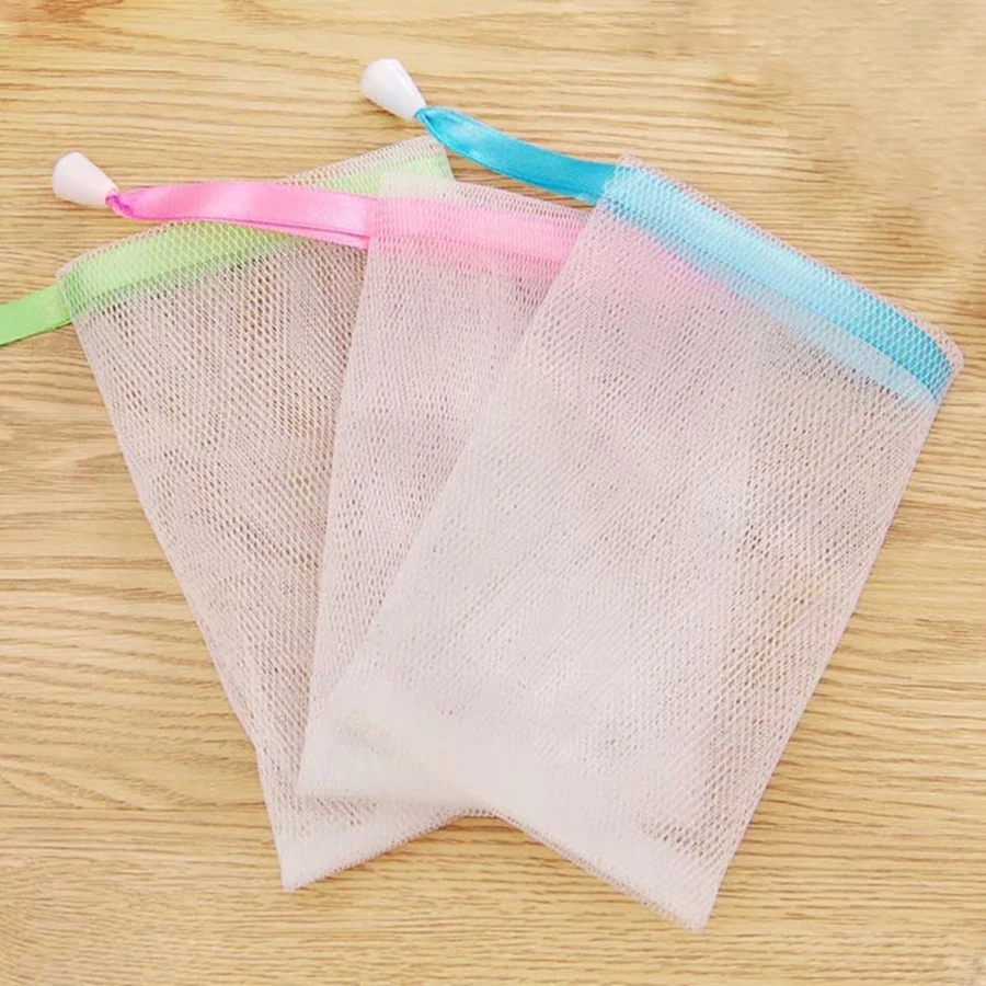 Túi lưới tạo bọt xà phòng 2 lớp tiện lợi có dây rút siêu bền