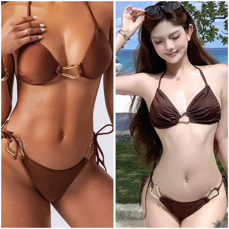 [Qccc-Có Sẵn] Bikini Hai Mảnh Đi Biển Qccc Kèm Phụ kiện Giọt Nước Xịn, Áo Có Mút