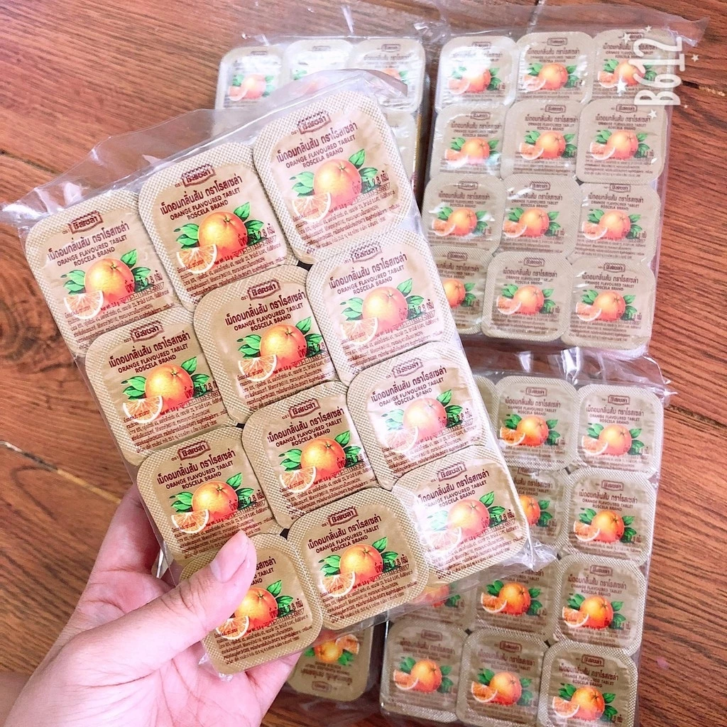 Kẹo Vitamin C Trái Tim Roscela Cam của Thái Lan 1 lốc gồm 24 viên ăn vặt quà tuổi thơ trẻ em người lớn đều mê