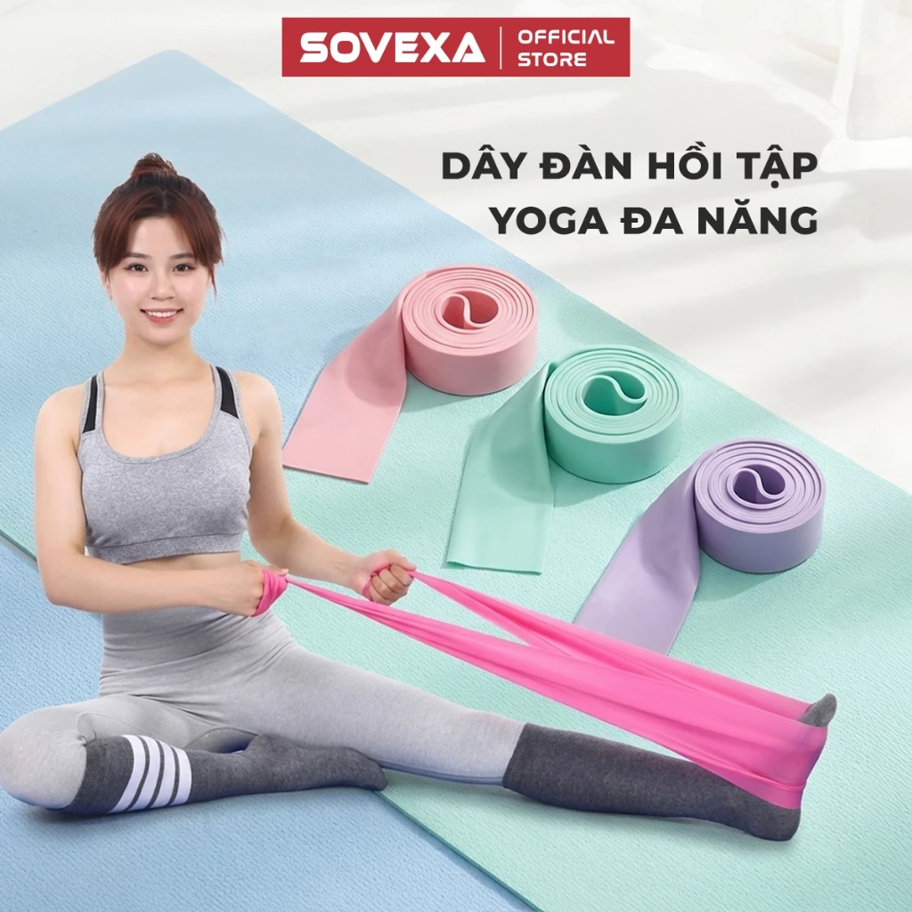 Dây Kháng Lực Đàn Hồi Tập Yoga Tại Nhà SOVEXA Dây Tập Thể Lực Gym Pilates Cao Su Tự Nhiên Dài 1.5m
