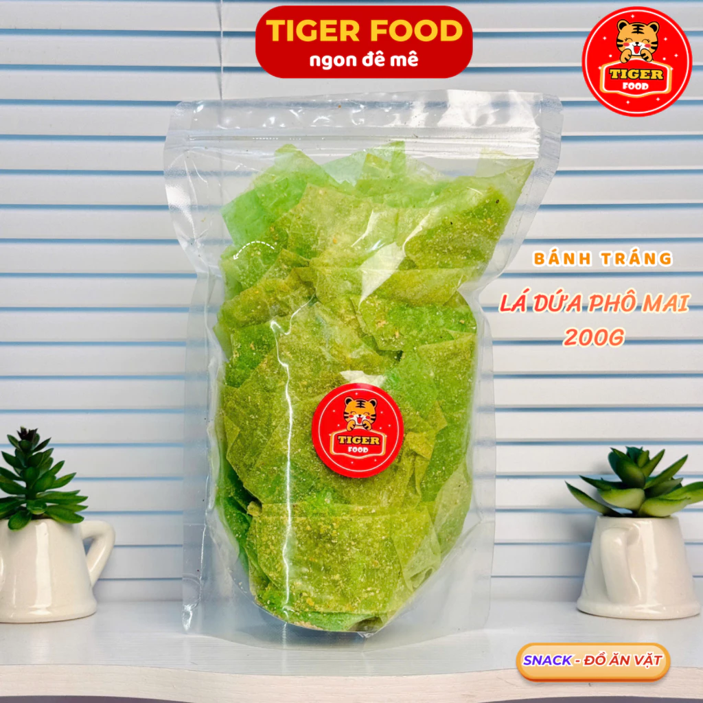 Bánh Tráng Lá Dứa Phô Mai 💖TIGER FOOD💖 Bánh Tráng Lá Dứa Long An Vị Ngọt Thơm Mùi Lá Dứa Túi Zip 100g - Đồ ăn vặt