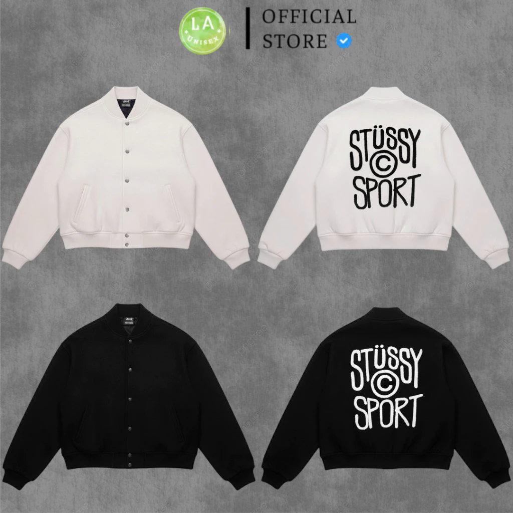 Áo Khoác Bomber StuXì Sport Thêu Xù Siêu Nét Vải Dạ Lót Dù 2 Lớp Dày Dặn Có Túi Trong Đầy Đủ Tag Mạc