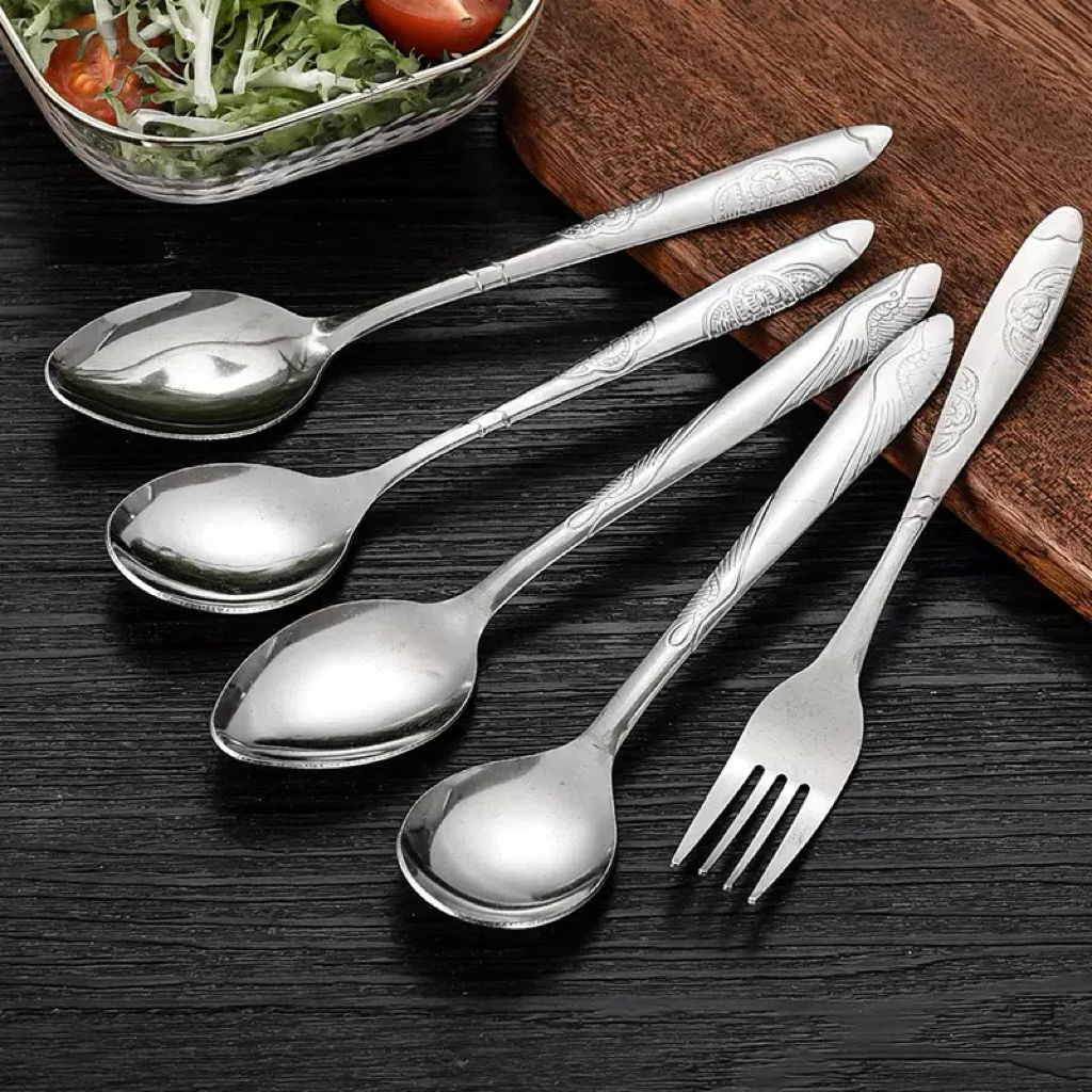 Thìa Súp Inox In Vân Hoa, Thìa chanh, thìa cà phê, rĩa ăn hoa quả