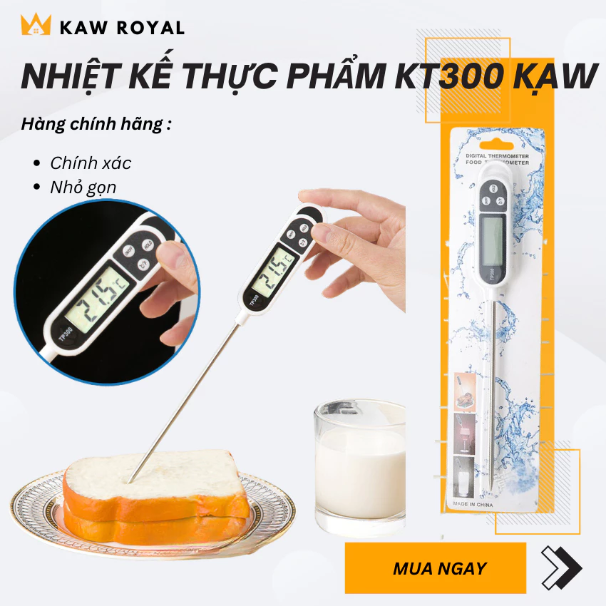 Nhiệt Kế Thực Phẩm KAW KT300 Nhỏ Gọn Đo Nhiệt Độ Nước, Pha Sữa, Pha Trà Chính Xác An Toàn